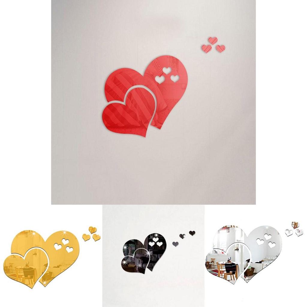 Beautiful 3d Love Heart Mirror Wall Stickers Decal For Stylish Home Decor