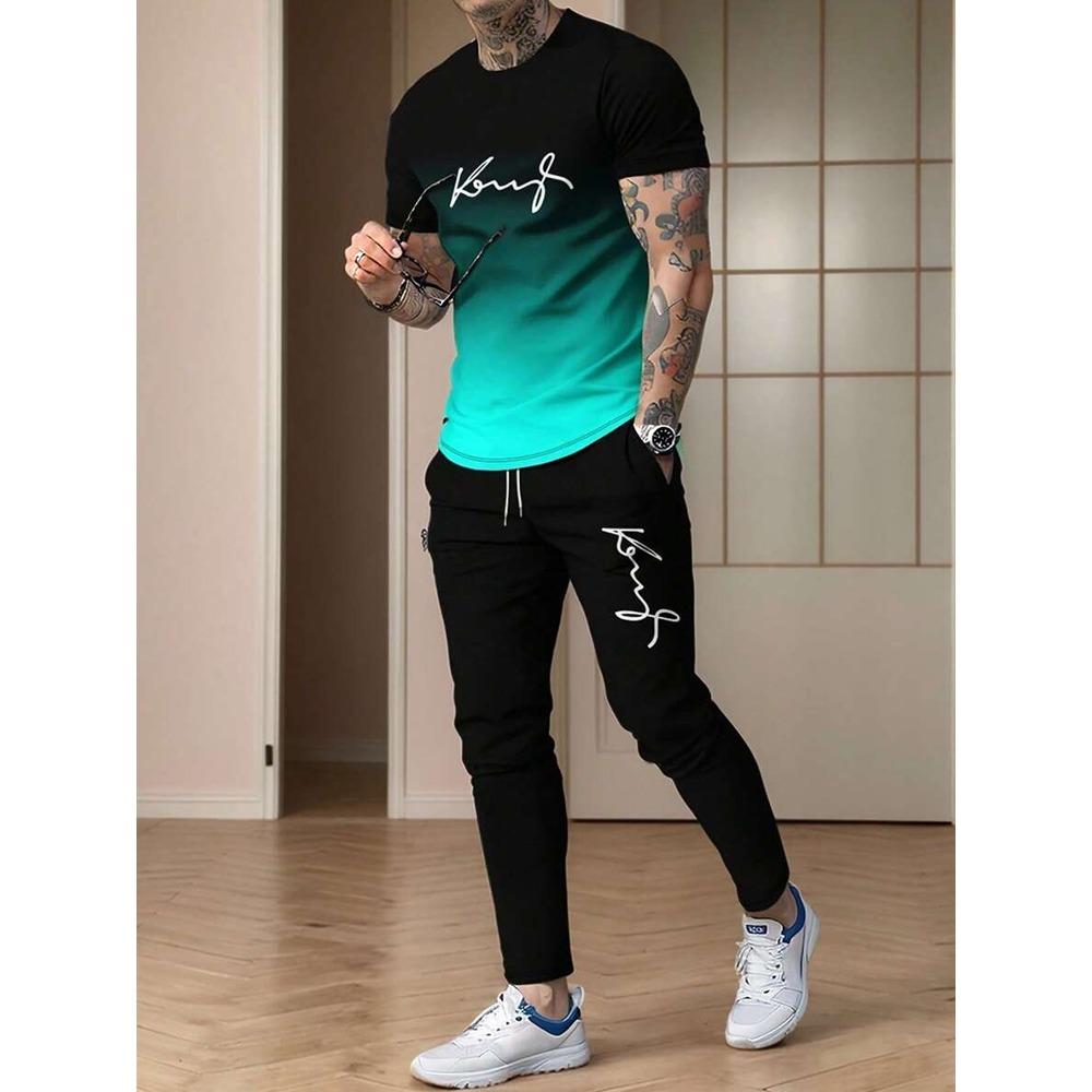Men's Warm T-shirts And Pants Sets Outdoor Sports Training  Street Style Fashionable Pants