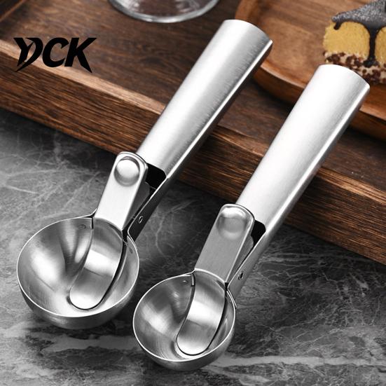 Ergonomic Kitchen Utensil for Baking Stainless Steel Ice Cream Scoop with Trigger, Easy Release Hard Multipurpose Tool Muffins Dough Scooper,