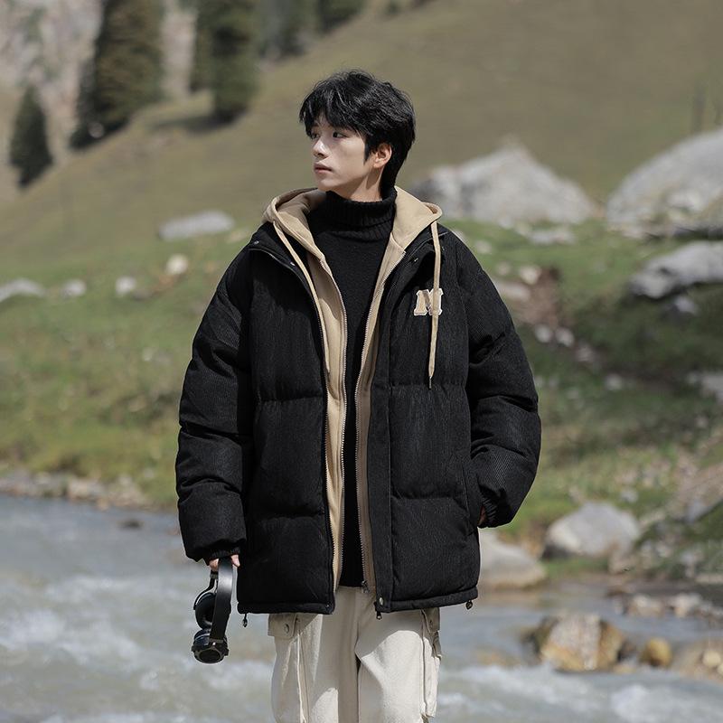 

Winter 2025 Men s Thick Warm Hooded Cotton Jacket - Fake Two-Piece Style S