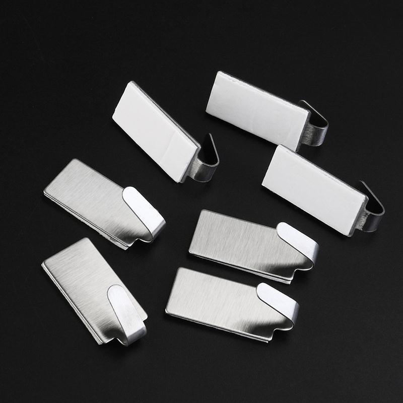 6Pcs Wall Hanging Hooks Stainless Steel Self Adhesive Hanger