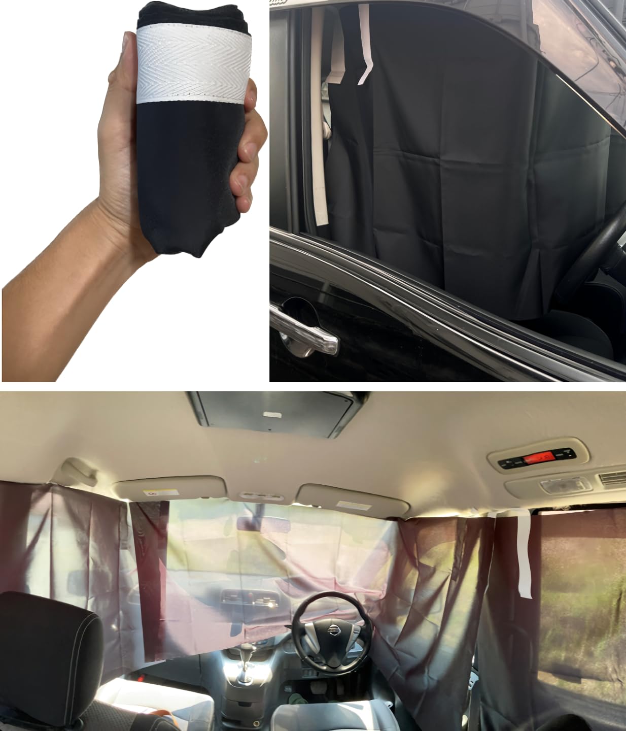 

Шторка для безопасного и сделанного в Японии со специальной УФ-защитой и затемнением 70 см x Удобный салон автомобиля Идеально для сна в ожидании в примерочной и спереди чёрный