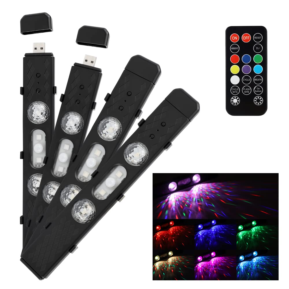 

Futwod LED Strip Lights for Motion RGB Starry Sky Ambient Car LED 7 Color Flash No Wiring USB Remote Set of 4 Cars, Sensor, Lamp, Light, Strip,