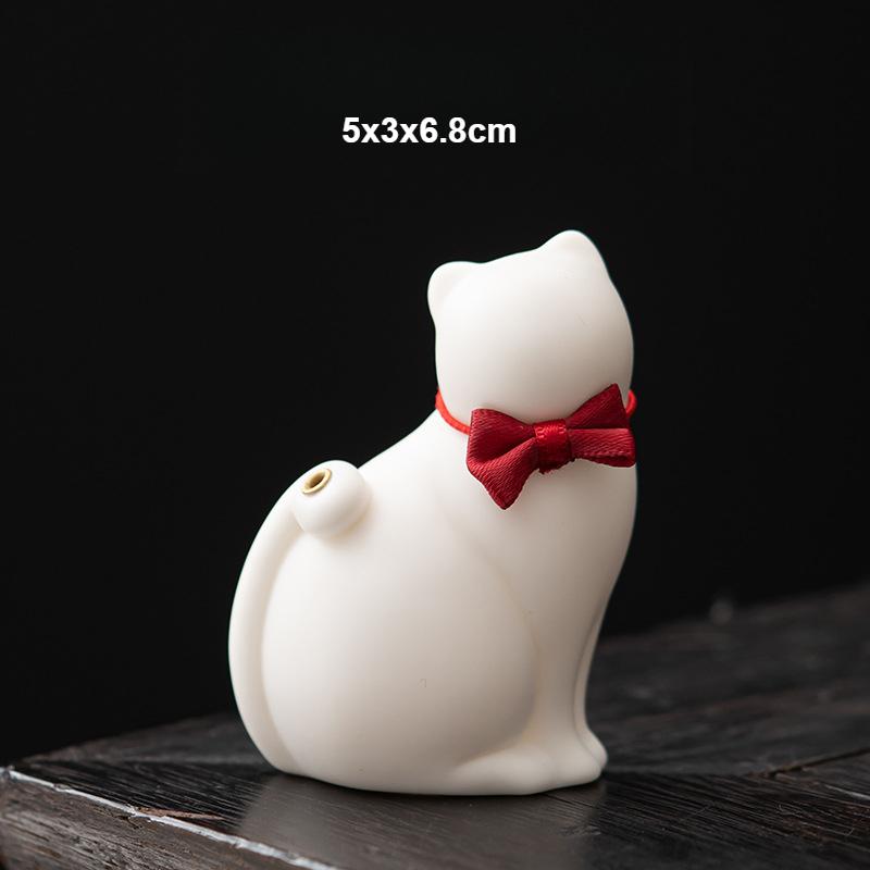 1PCS Cute Cat Ceramic Incense Burners Mini Incense Stick Holder Tea Pet Home Decoration with Mats Tea Ceremony For Buddhist Hall