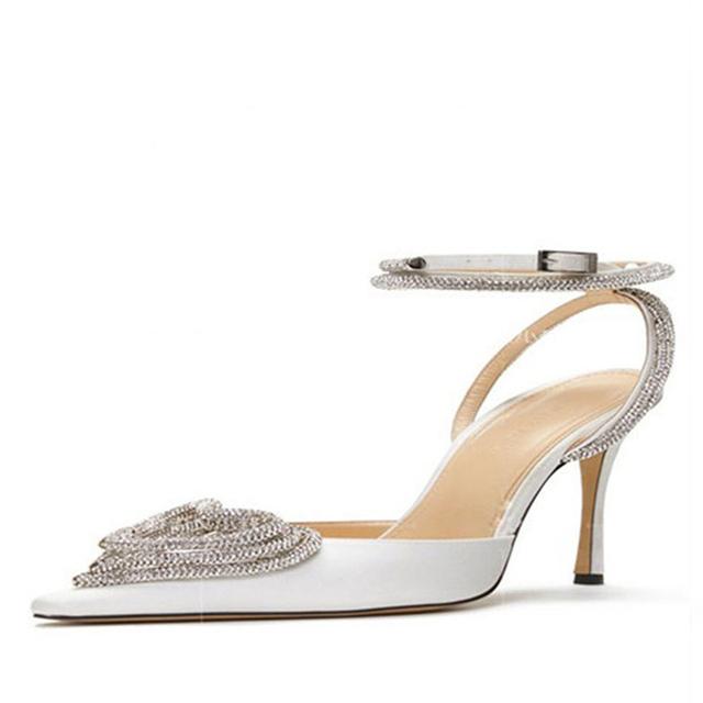 Runway Style Glitter Rhinestones Dámské Lodičky Crystal Tvar srdce Spona Léto Lady Vysoké podpatky Party Ples boty