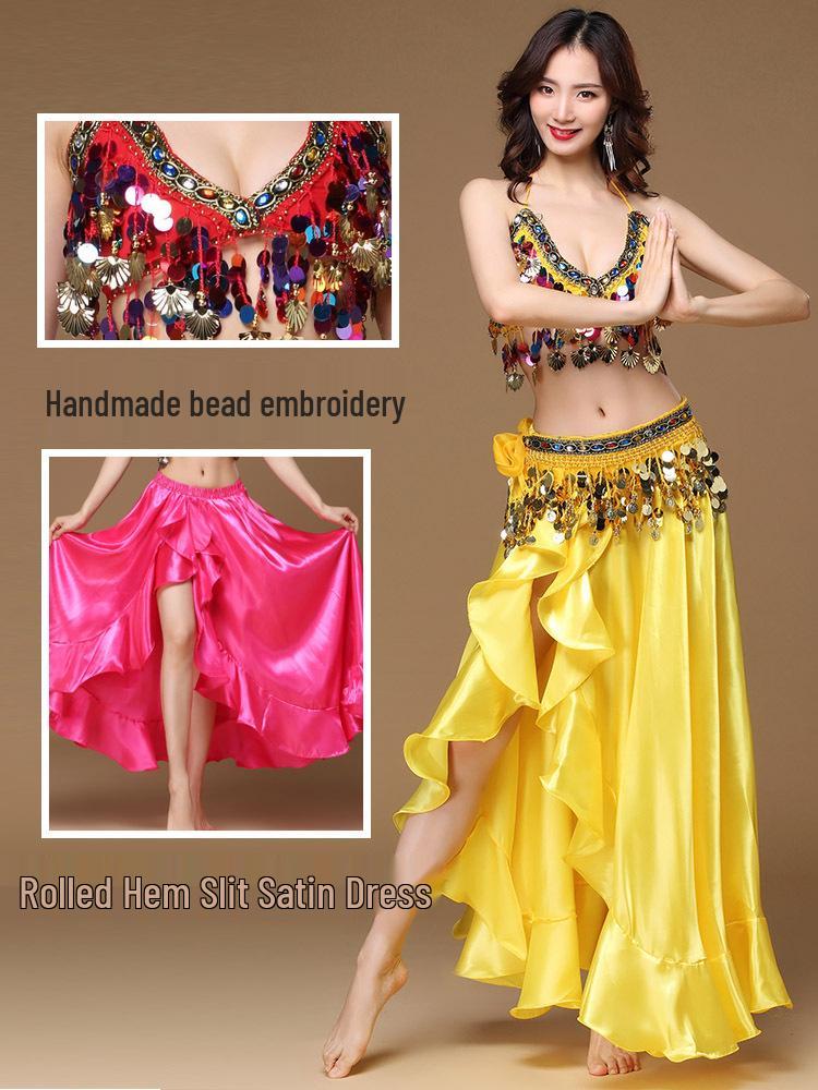 Costume de danse indienne sexy 2023 - Ensemble soutien-gorge de performance et jupe longue pour femme