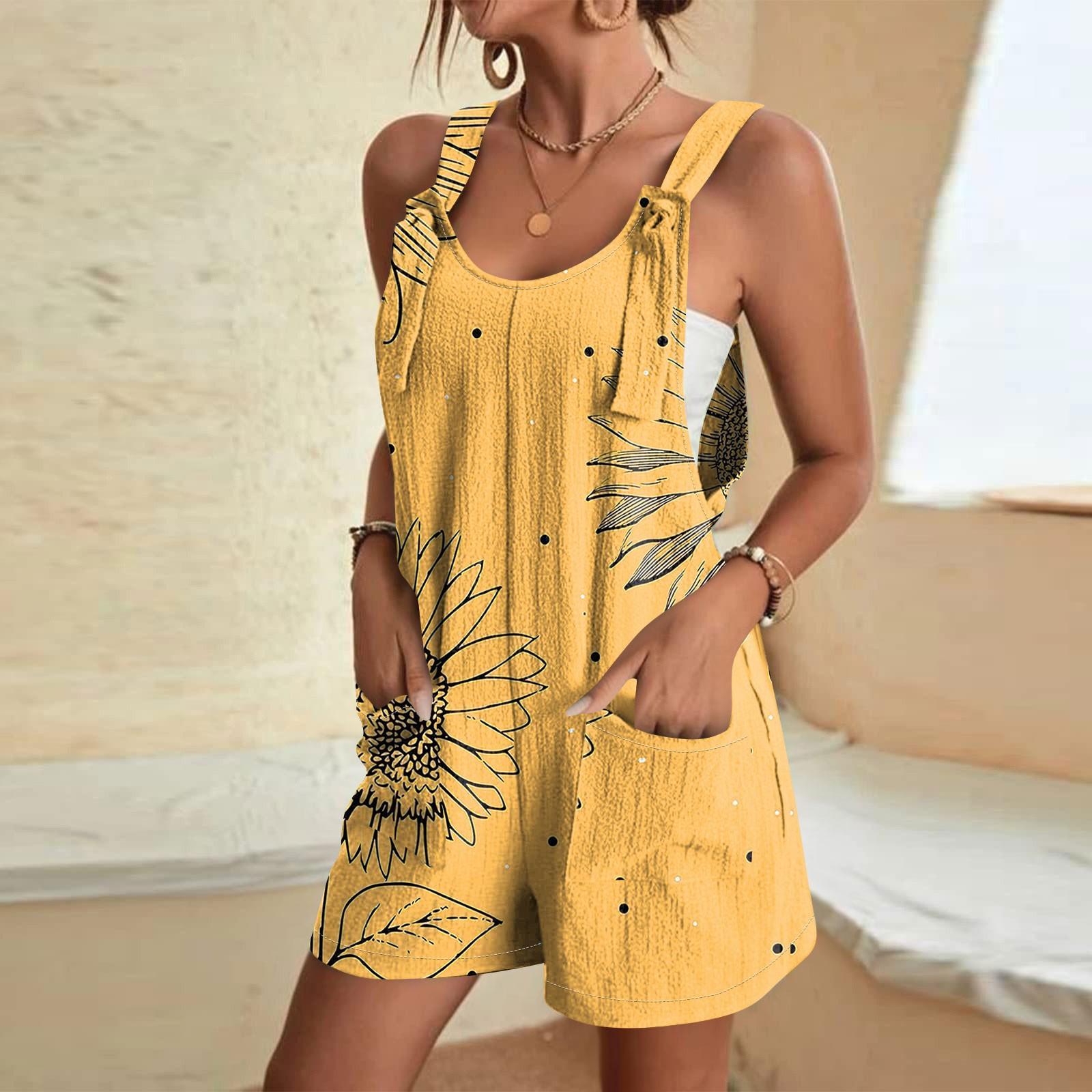 

Женские летние шорты-комбинезоны, модный повседневный комбинезон в полоску с принтом XXL шафрановый