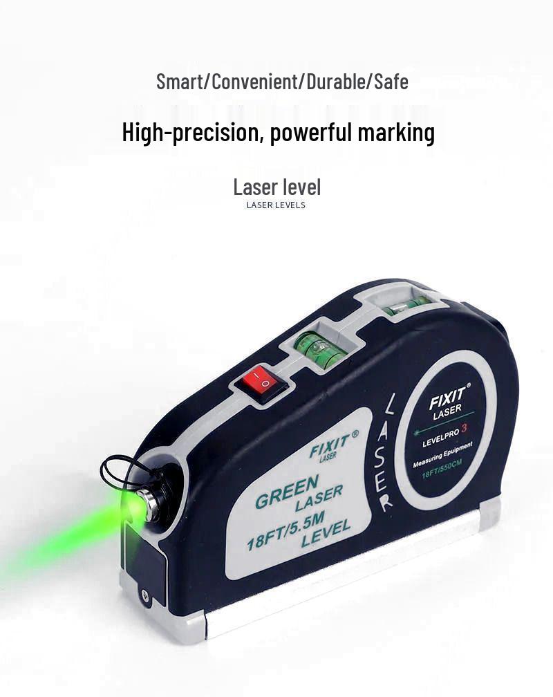 Proyector Láser Multifuncional: Cinta métrica de luz verde y nivelador infrarrojo