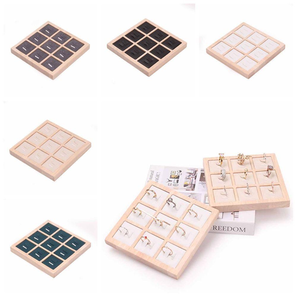9 Grids Wooden Jewelry Show Props Ring Holder Case Wedding Ring Box Earrings Rings Organizer  Women