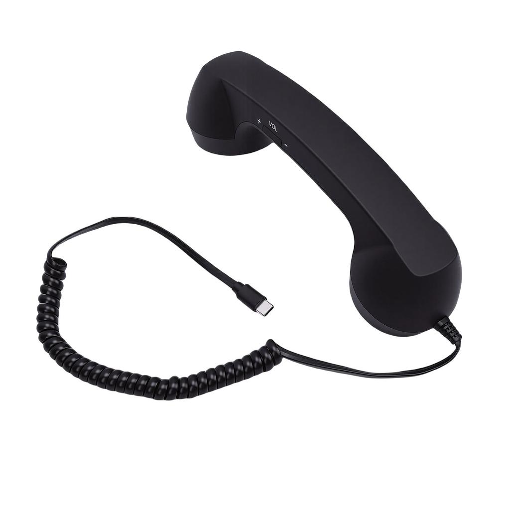 Retro Phone Handset Type C Wired Telephone Handset Handheld Receiver with Mic and Speaker for Conference Call