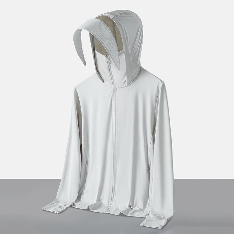 Raw yarn sunscreen clothing women's removable brim men's ice silk UPF + UV protection outdoor fishing sunscreen clothing