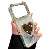 Luxury Rhinestone Heart Mirror Stand for iPhone 17 Pro Max/16 Pro/13 Case
