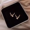 S925 Silver Needle Earrings New Diamond Elk Angle Earrings Korean Versatile Exquisite Niche Christmas Creative Earrings