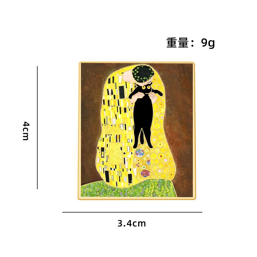 Van Gogh Famous Painting Starry Sky Series Badge Creative Cute Black Cat Landscape Oil Painting Metal Brooch Student Bag Decoration