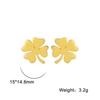 Dawapara Minimalist Four Leaf Clover Stud Earrings for Women Girls Sunflower Good Luck Gift Stainless Steel Irish Jewelry