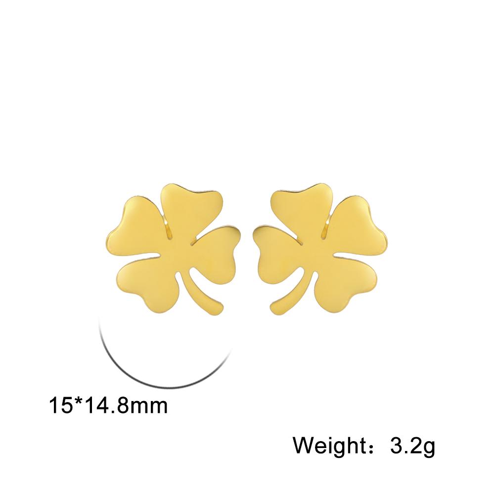 Dawapara Minimalist Four Leaf Clover Stud Earrings for Women Girls Sunflower Good Luck Gift Stainless Steel Irish Jewelry