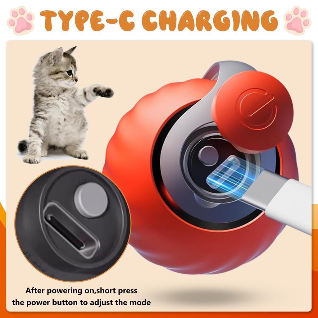 NewSpeedy Tail 2.0 Cat Toy, Speedy Tail Cat Toy, Interactive Cat Ball Toy, Smart Cat Toys Ball, Two Speed Adjustment, with Tail