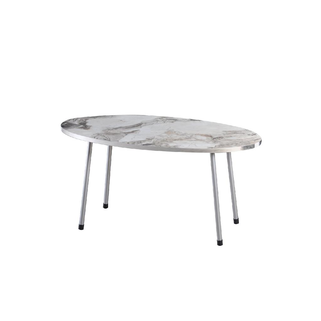 Silver Ellipse Silver Metal Leg Center Table