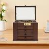 Rustic Jewelry Storage Organizer Box with Combination Lock, Tabletop 10.8x7.5x9 Inches, Multi-Compartment for Rings Earrings