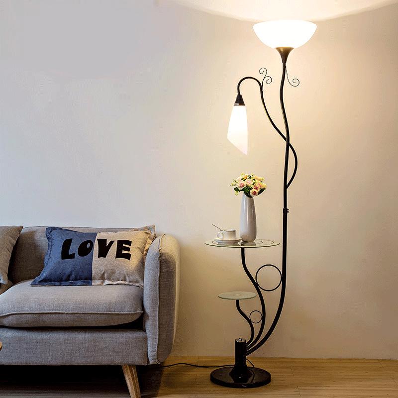 Nordic Modern Minimalist Floor Lamp with Remote Control and Coffee Table Storage for Bedroom, Living Room, or Bedside