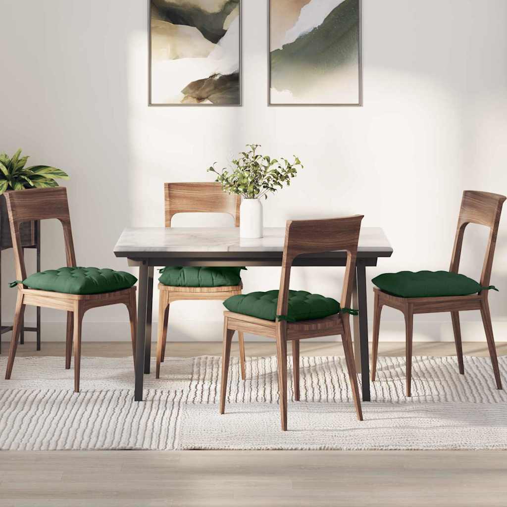 Seat Cushion Set 4 Pcs Dark Green 40 X 40 X 6 Cm Cord Fabric