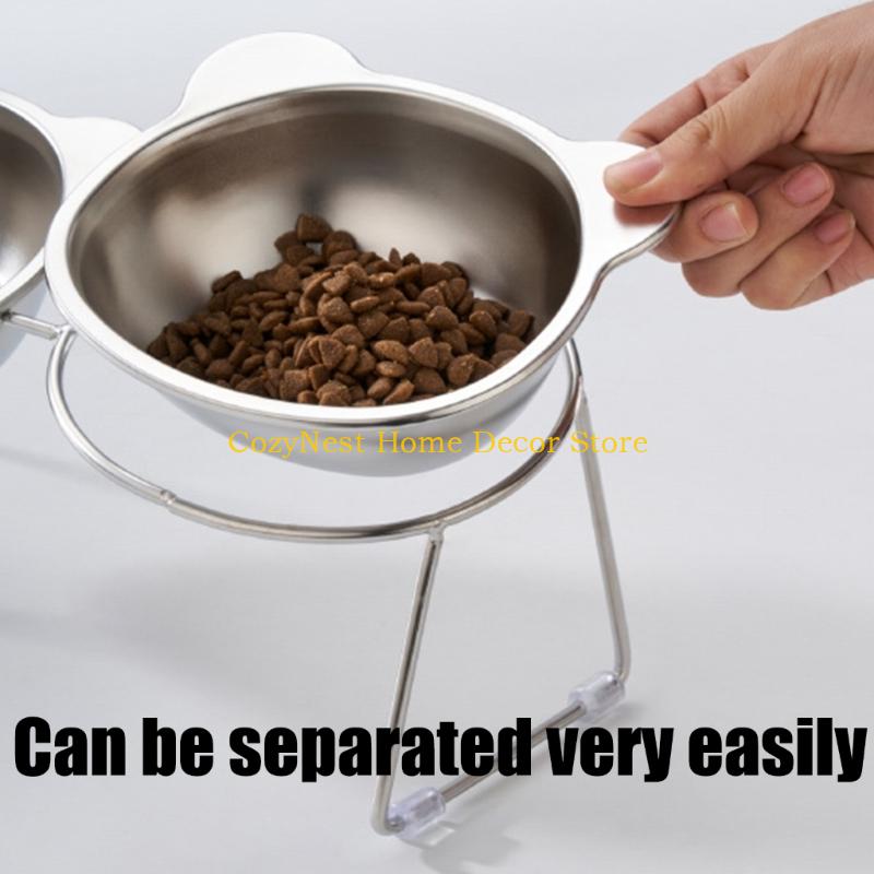 92MF Миски из нержавеющей стали для кошек, двойные миски, противоскользящие и миски для воды CN