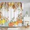 Fall Maple Eucalyptus Leaves Shower Curtain Autumn Pumpkin Farm Watercolor Botanical Floral Cloth Shower Curtains Bathroom Decor