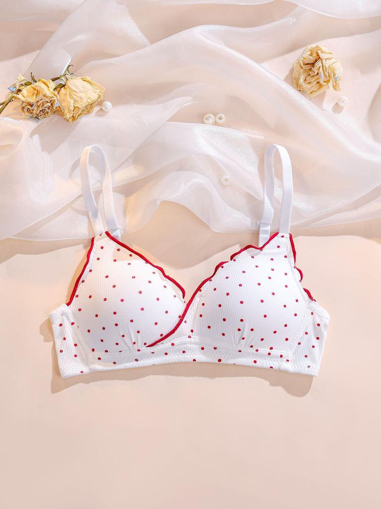 Sweet love girl underwear student high school student small chest gathered bra women's no steel ring breathable triangle cup bra