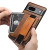 SUTENI H13 Leather Coated PC+TPU Case for Google Pixel 7a,Kickstand Card Holder Phone Back Cover with Hand Strap