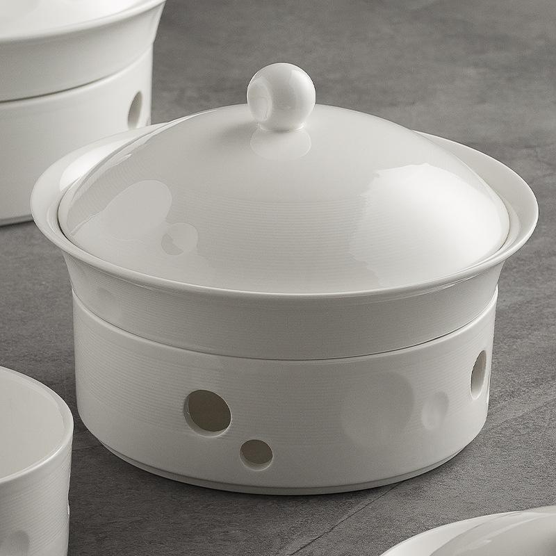 Chinese Sauerkraut Fish Heating Insulation Plate Soup Plate Hotel Tableware Commercial Open Furnace Ceramic Dry Pot Plate Boiled Meat Plate