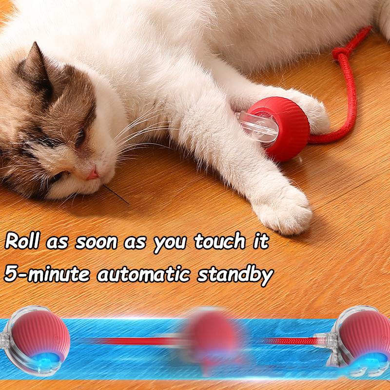 Cat Interactive Ball 3 Mode Automatic Rolling Ball Toys Faux Tail Rechargeable Smart Pet Electric Toy Cat Training Imitate Mouse