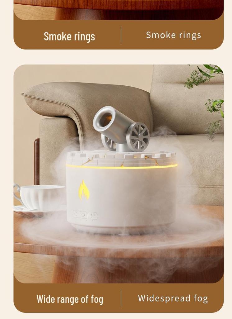 Creative Mini Canon Aroma Diffuser: Desktop Air Atomizing Volcano Humidifier