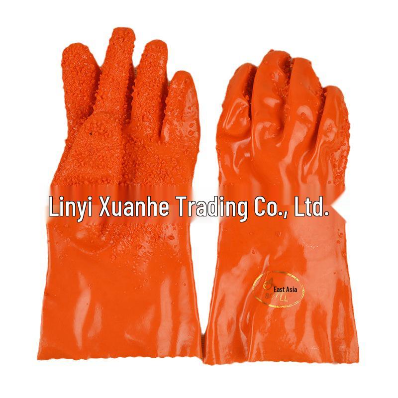 East Asia 807 Anti-Slip PVC Gel Cotton Lined Latex Dip Work Gloves