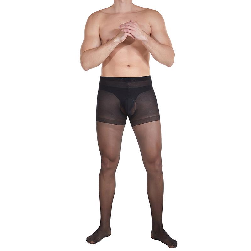 Qinghe Men's Ultra-Thin Silk Pantyhose with Sexy Invisible 200-Lb Support