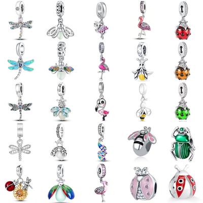 New Copper Forest Seriespeacock Dragonfly Pendant Bead Fit Original Trinket Charms Bracelet Jewerly Accessories
