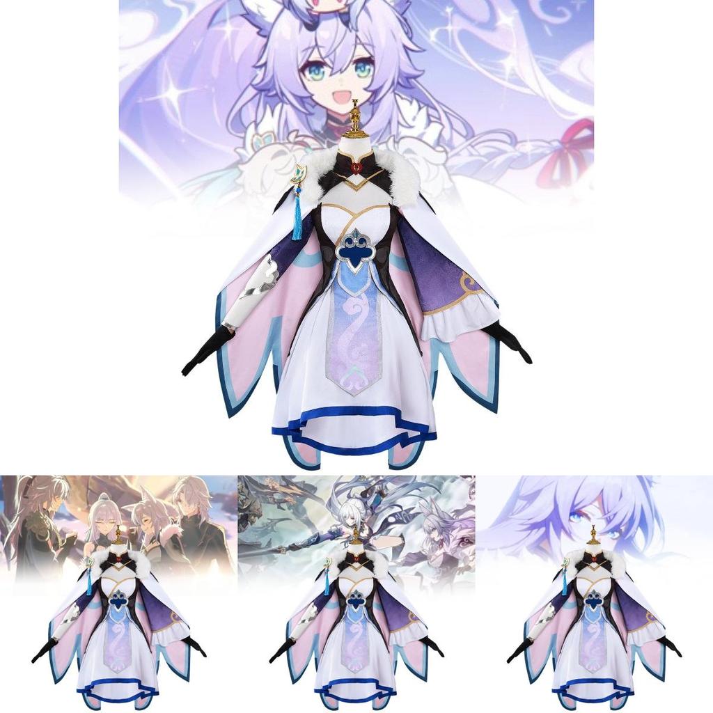 Charming White Cosplay Costume For Cloudstrider With Accessories For Anime Fans