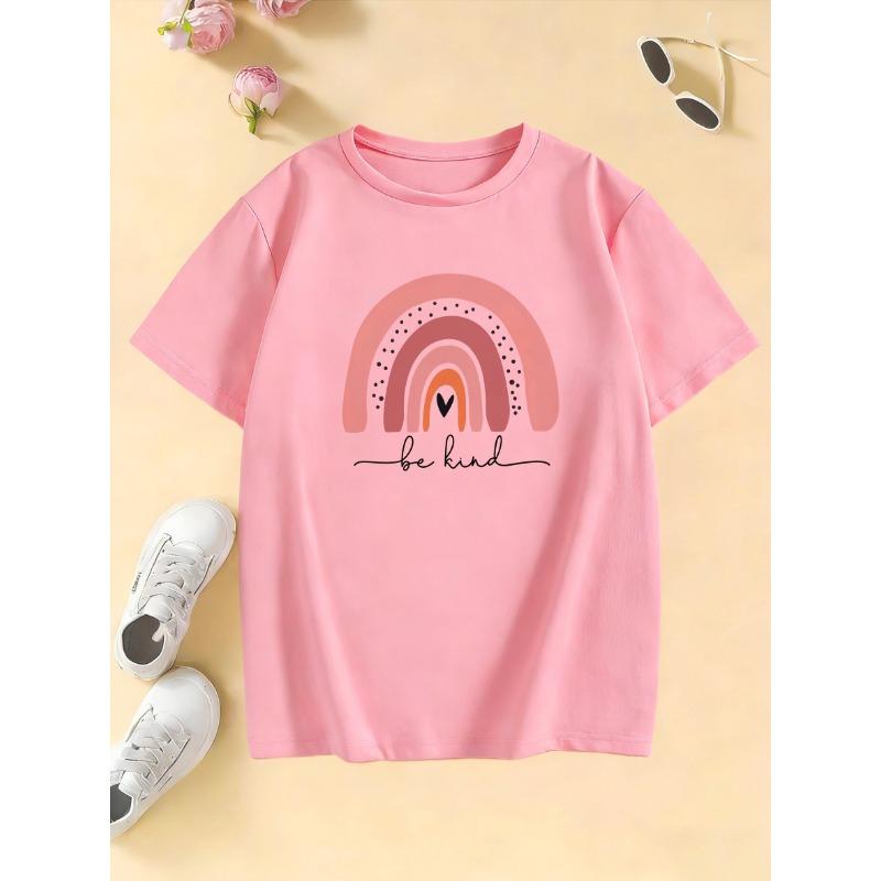 Funny Rainbow Cartoon Print Stylish Design T Shirts Kids Children's T-shirt Boys Girls Summer Spring Casual Top Tee