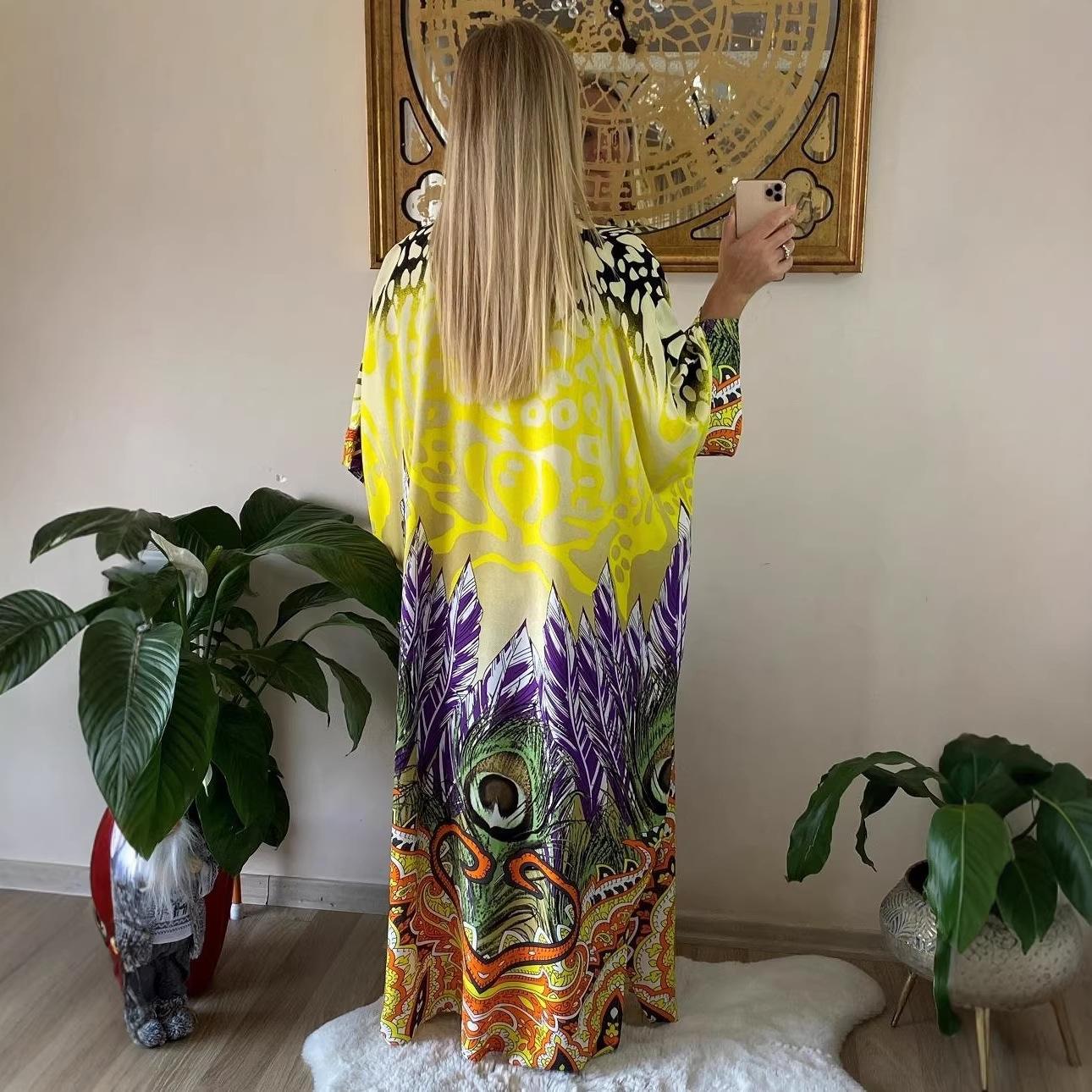 

Пляжная накидка нового фасона с принтом - Летнее платье для отпуска на море, Рубашка для защиты от солнца для женщин One size жёлтый