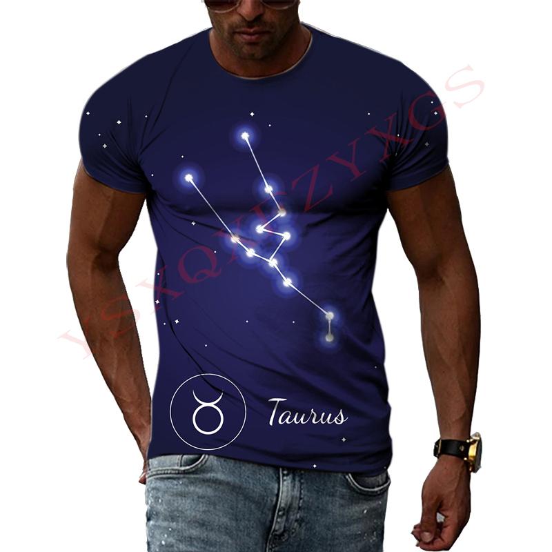 Taurus Story Domineering Fashion Original 3D Harajuku Printing Mighty Personality Men And Women Short-Sleeved Round Neck T-shirt