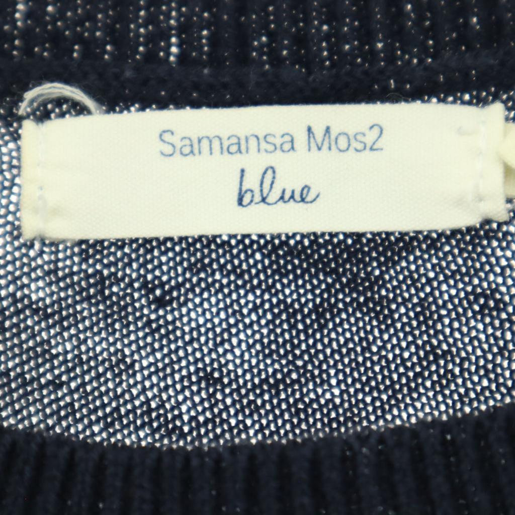 SM2 Bordürenmuster Ärmelloses Knielanges Kleid M Marineblau System Damen Gebraucht