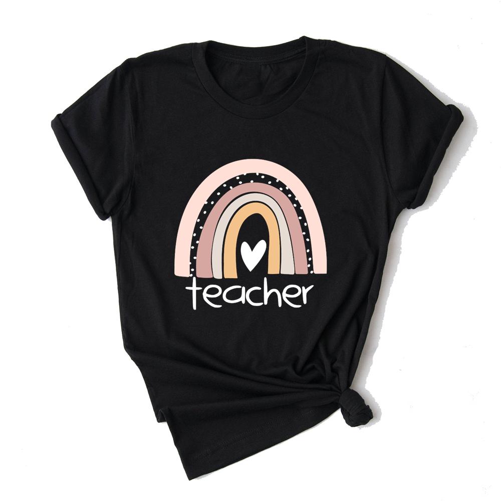 Teacher Women Black T Shirt Summer Girl Black Harajuku 90S Clothes Female Tops Tee Drop.Png
