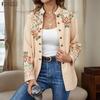 Women Round Neck Long Sleeve Loose Casual Print Blouse