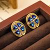 Vintage Sapphire Niche Petal Stud Earrings for Women
