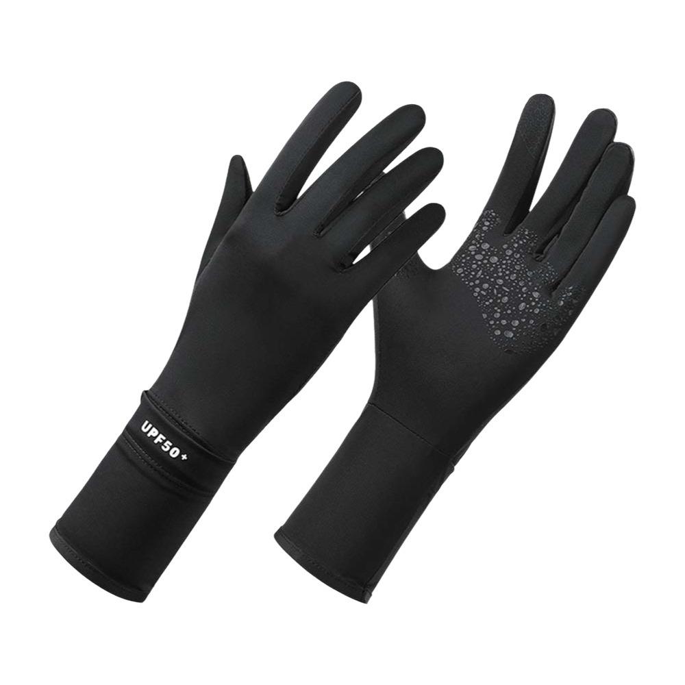 Дышащие ледяные шелковые перчатки для верховой езды однотонные летние перчатки-варежки для вождения женские солнцезащитные перчатки летние чёрный