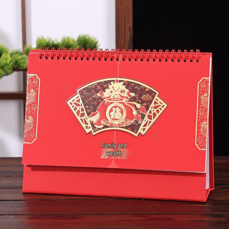 2026 Chinese Style Year of the Horse Red Desk Calendar – Creative Cut-out Design