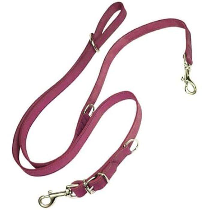 Correa Multiposition Cuir Nubuck - GLORIA - Rose - Solide Et Durable - Doux Au Toucher - Mousquetons En Chrome