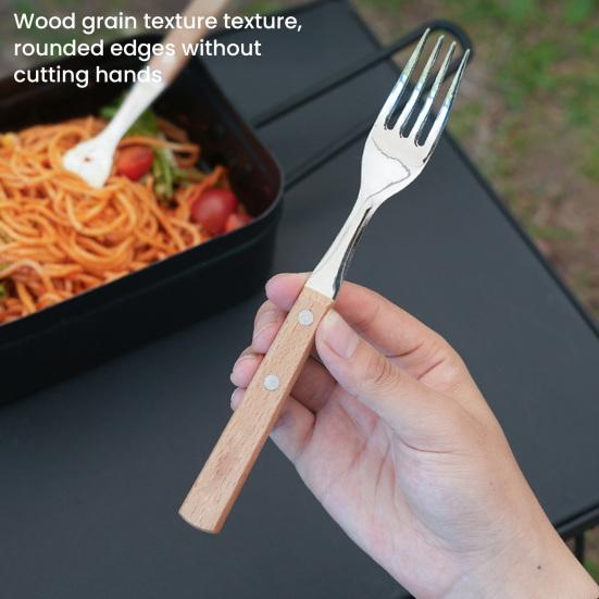 1/2Pcs Stainless Steel Folding Fork Spoon with Wooden Handle Portable Outdoor Camping Picnic Hiking Travel Food Grade Collapsible Cutlery