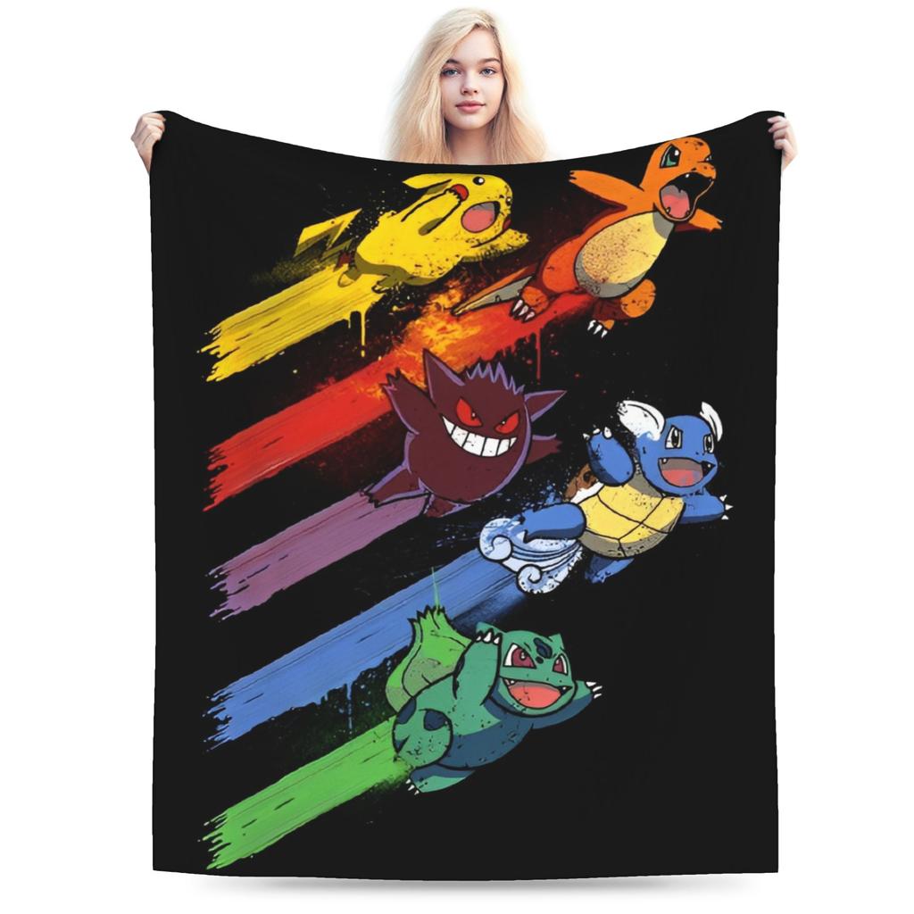 Japanischer Anime Pikachu Einfache Super Warme Decke Pokemon Plüsch Überwurfdecke Neuheit Sofa Stuhl Flanell Bettdecke Bettbezug