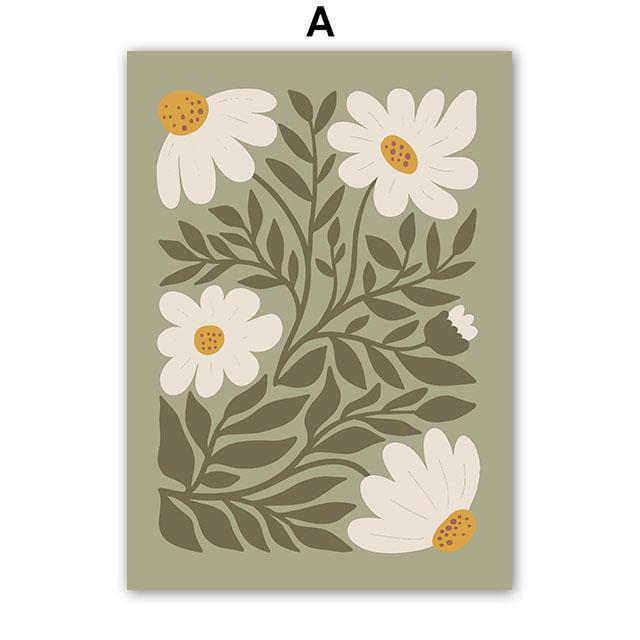 Retro Flowers Vase Leaves Gallery Anemone Wall Art Poster And Prints Plant Canvas Painting Wall Pictures For Living Room Decor