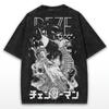 Japan Reze Cool Grafik T-Shirt Chainsaw Man Anime Harajuku Gewaschenes T-Shirt Herren Damen Kleidung Oversized Baumwolle Kurzarm T-Shirts